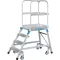 Egy oldalon járható gurulós dobogós lépcső 1x4 bordázott alu